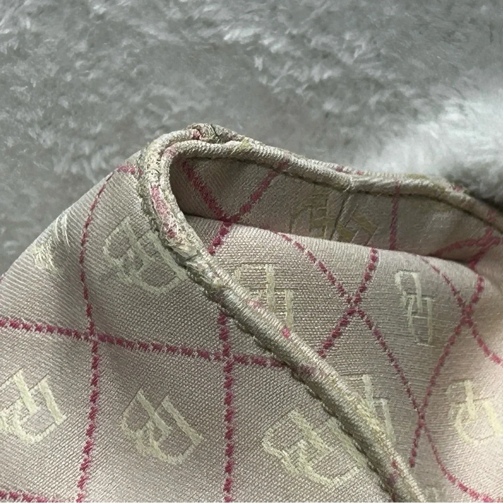 Dooney & Bourke Cream and Pink DB Monogram Tote Pink Leather Trim